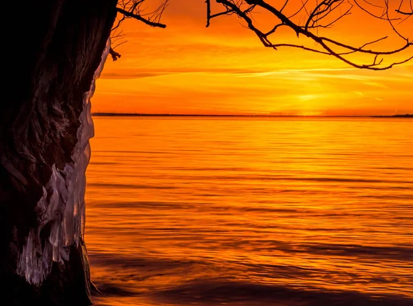 Scenic Shot Beautiful Seashore Sunset Winter — Stock Photo, Image