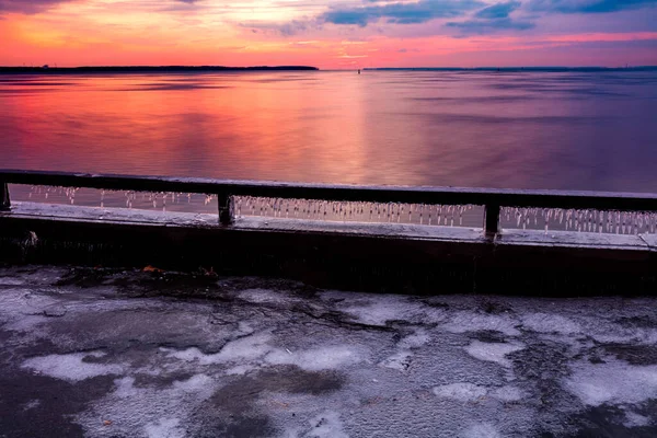 Scenic Shot Beautiful Seashore Sunset Winter — Stock Photo, Image