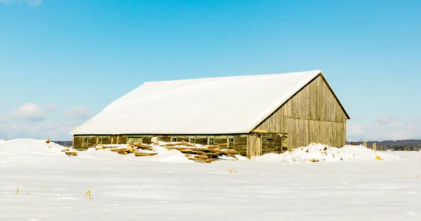 Plano Escénico Casa Cubierta Nieve Naturaleza — Foto de Stock