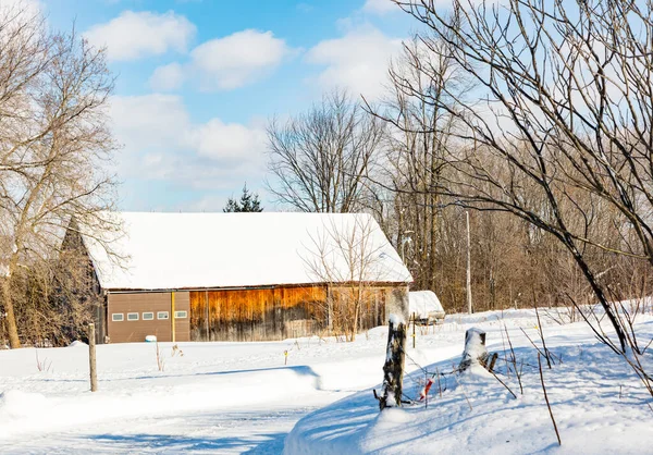 Plano Escénico Casa Cubierta Nieve Naturaleza — Foto de Stock