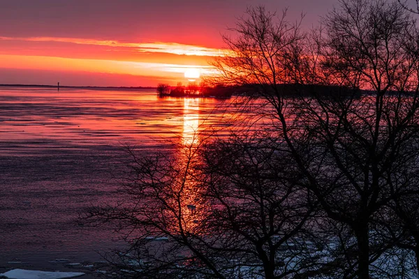 Beautiful Sunset Lake Autumn — Stock Photo, Image