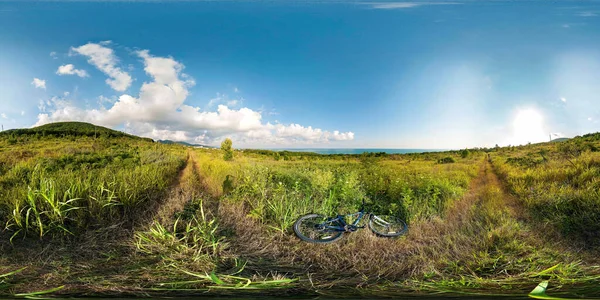 Kugelpanorama Feldweg Grünen Das Meer Horizont — Stockfoto