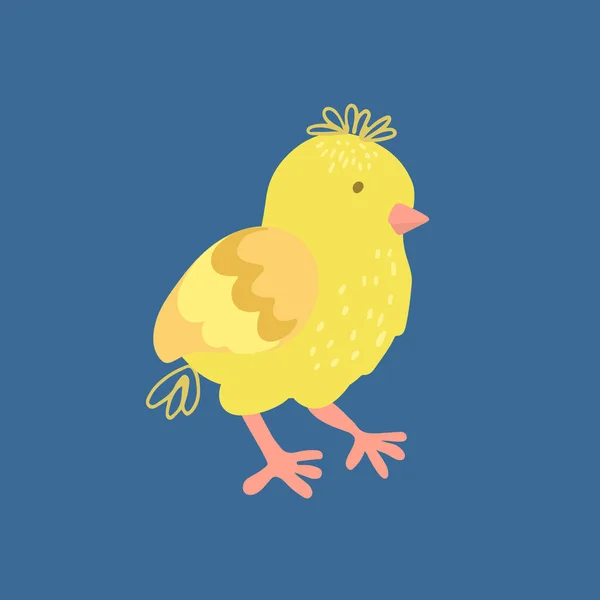 Hand Drawn Vector Illustration Cute Little Chicken Isolated Dark Blue — ストックベクタ