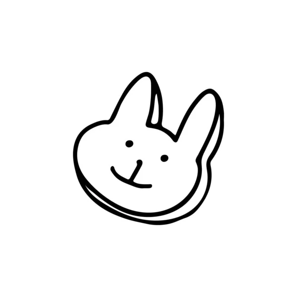 Osterhasenkeks Doodle Stil Einzelbild Für Die Gestaltung Von Osterprodukten Handgezeichnete — Stockvektor