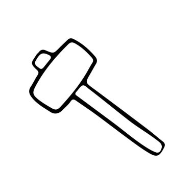 Karalama tarzında çekiç. İzole edilmiş dış hat. Beyaz arkaplanda siyah mürekkeple el çizimi vektör çizimi.