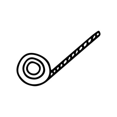 Karalama stiliyle mezura ölçüyorum. İzole edilmiş dış hat. Beyaz arkaplanda siyah mürekkeple el çizimi vektör çizimi.