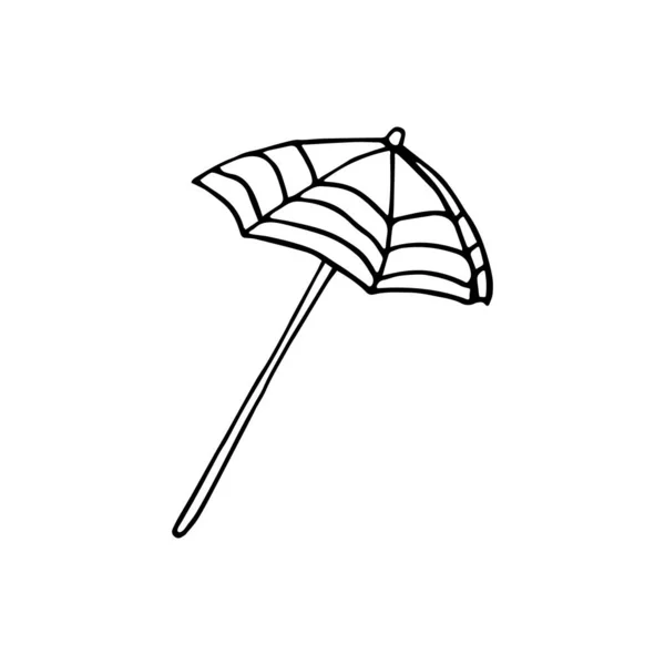 Beach Umbrella Doodle Style Hand Drawn Vector Illustration Black Ink — Stock Vector