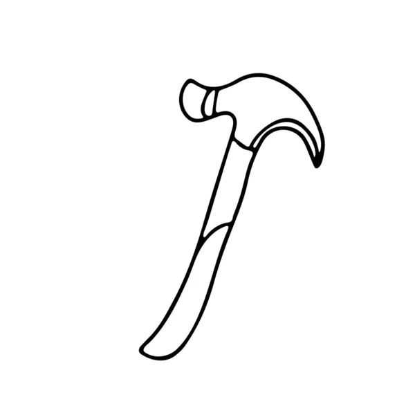 Hammer Doodle Stil Vereinzelte Umrisse Handgezeichnete Vektorillustration Schwarzer Tinte Auf — Stockvektor