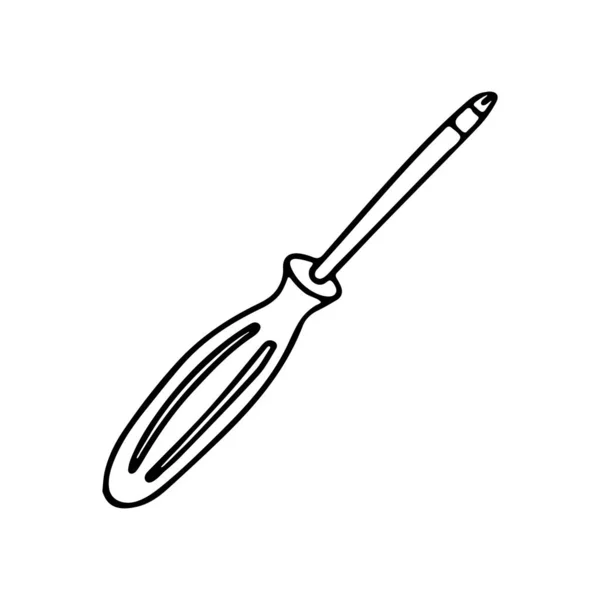 Phillips Screwdriver Doodle Style Isolated Outline Hand Drawn Vector Illustration — Stock Vector