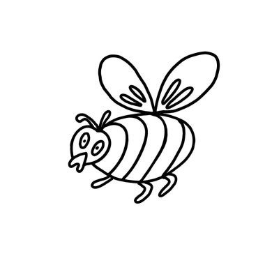A cute bee in doodle style, black ink. Vector hand drawn illustration isolated on white background.