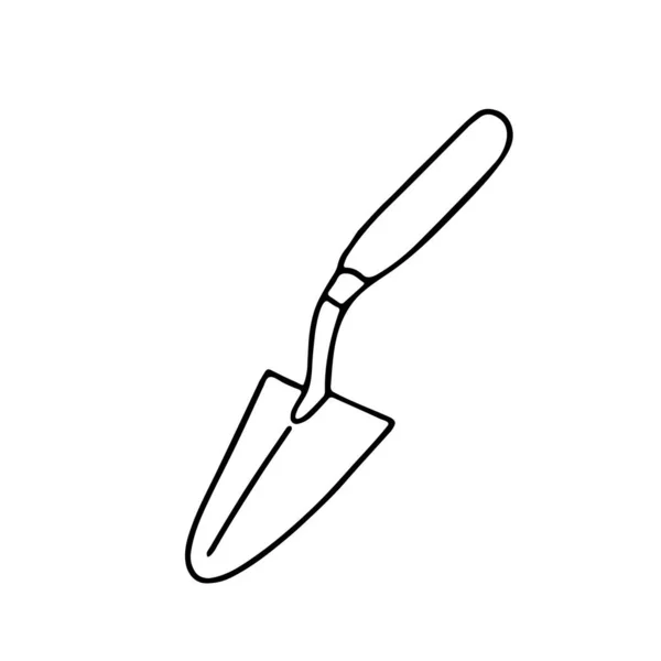 Doodle 스타일 Trowel 고립된 배경에 잉크로 손으로 — 스톡 벡터