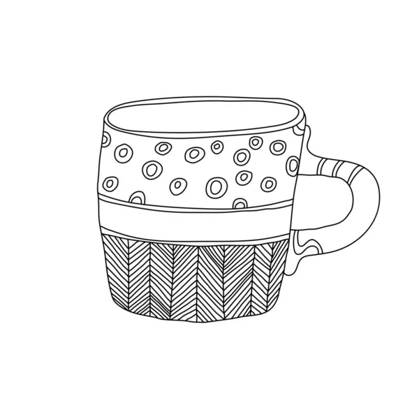 Illustration Vectorielle Dessinée Main Une Jolie Tasse Décorée Ornements Style — Image vectorielle