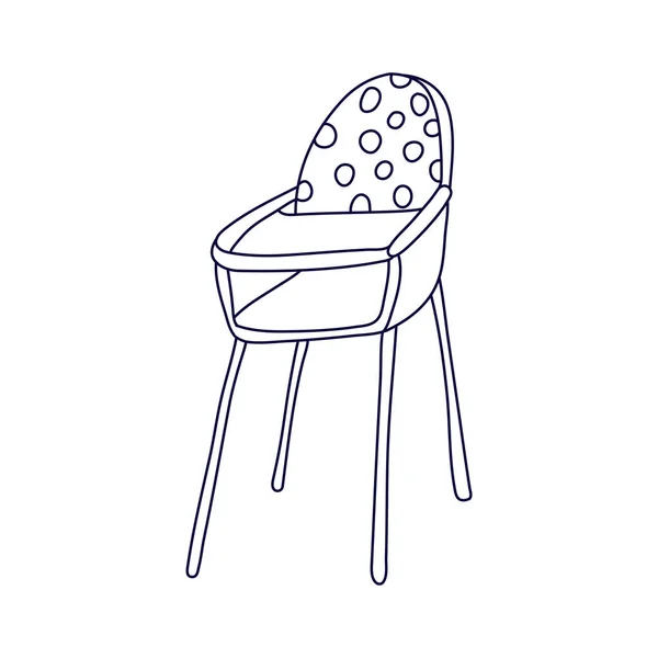 Cadeira Alta Bebê Decorado Com Bolinhas Estilo Doodle Delineamento Isolado — Vetor de Stock