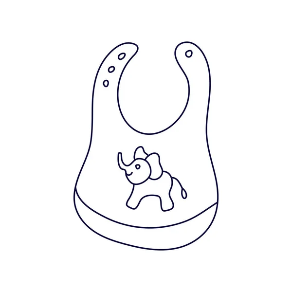 Babete Bebê Decorado Com Elefante Bonito Estilo Doodle Ilustração Vetorial — Vetor de Stock