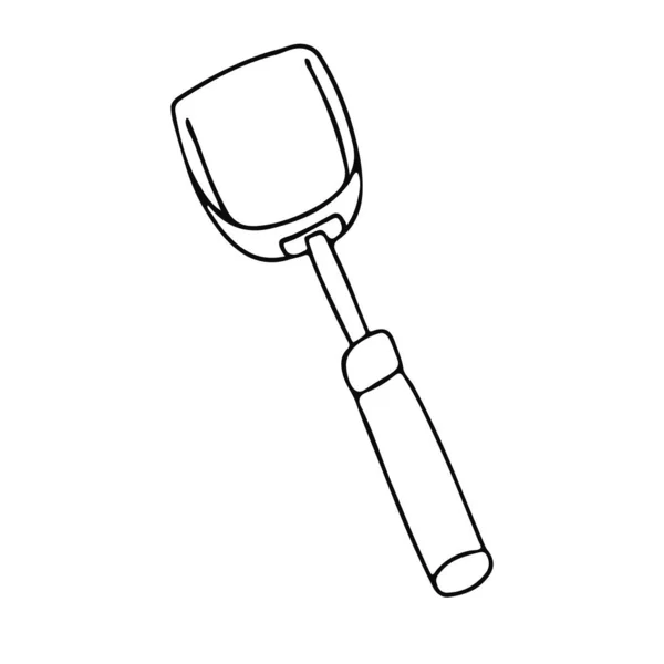 Garden Shovel Doodle Style Hand Drawn Vector Illustration Black Ink — Stock Vector