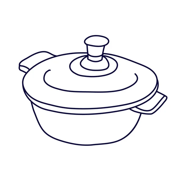 Casserole Chaudron Pour Cuisiner Dans Style Doodle Illustration Vectorielle Dessinée — Image vectorielle