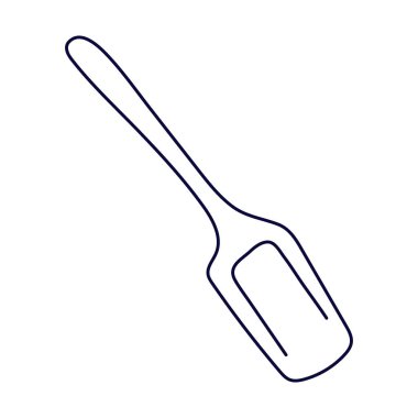 Karalama usulü yemek kaşığı. Beyaz arkaplanda siyah mürekkeple el çizimi vektör çizimi.