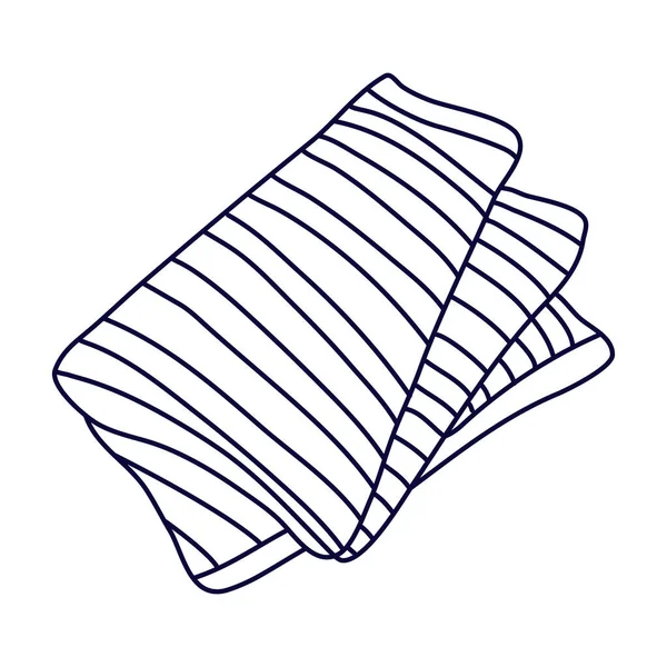 Asciugamano Piegato Strisce Stile Doodle Illustrazione Vettoriale Disegnata Mano Inchiostro — Vettoriale Stock
