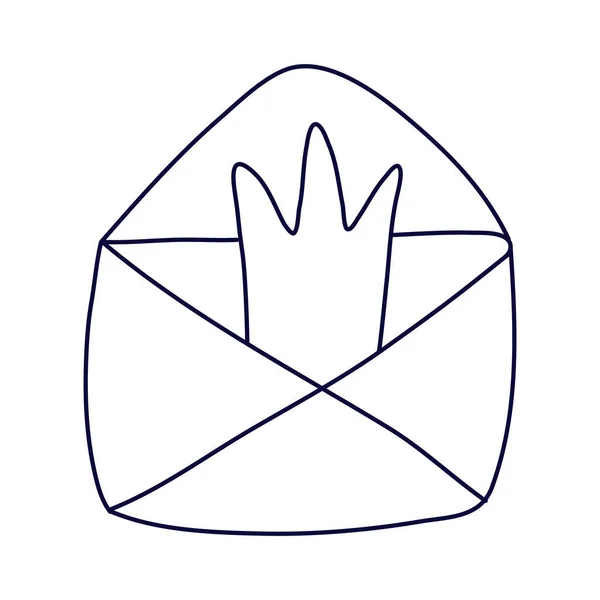 Lindo Envelope Fadas Aberto Com Uma Coroa Estilo Doodle Ilustração — Vetor de Stock