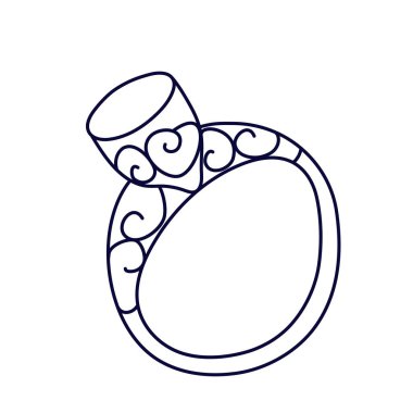 Parmak yüzüğü karalama tarzında. Beyaz arka planda siyah mürekkeple el çizimi vektör çizimi. Boyama kitabı için harika..