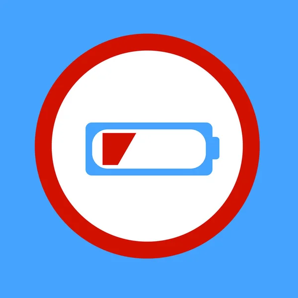 Låg Batteri Illustration Röd Rund Blå Bakgrund — Stock vektor