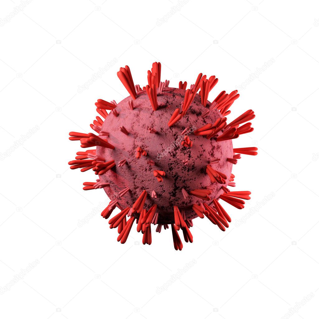Coronavirus covid-19 3d cell isolated on white background.