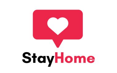 Evde kal. Coronavirus 'a karşı kampanya, covid-19, 2019-ncov. Parmak izi ve pul afişi. İleti beyaz arkaplanda izole edildi.