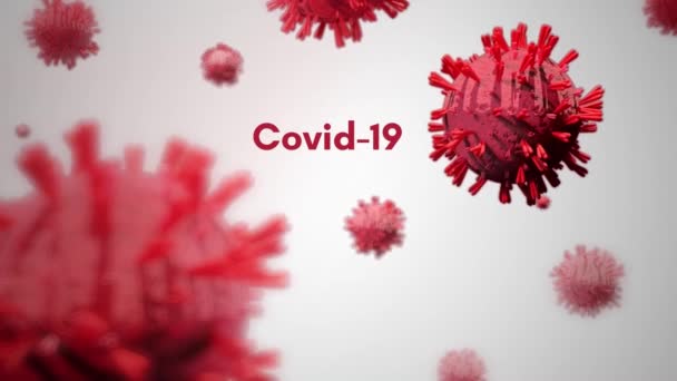 在现实的3D动画中 Coronavirus Covid 大流行病病毒 生物危害 白人背景 — 图库视频影像