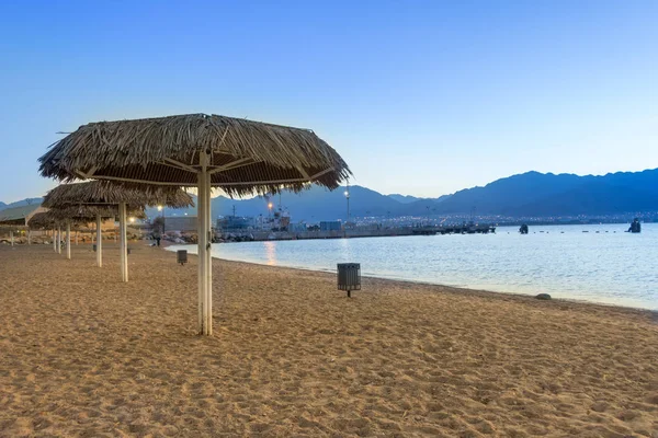 Panorama of boats at sunrise in Gulf of Aqaba — Stock Photo, Image