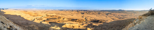 Wide sunset panorama of Ramon Crater (Makhtesh)