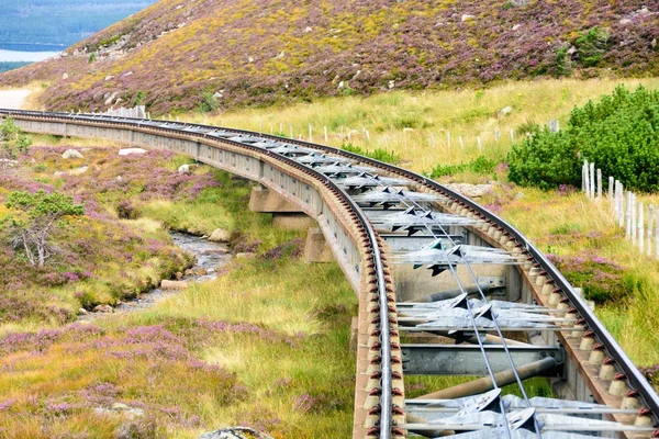 Funicular train tracks in Cairngorm national park — Stock Photo, Image