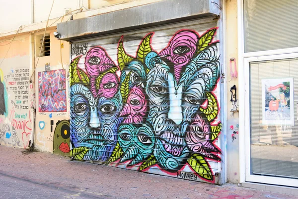 Grafitti art in the hip streets of south Tel Aviv — Stock Photo, Image