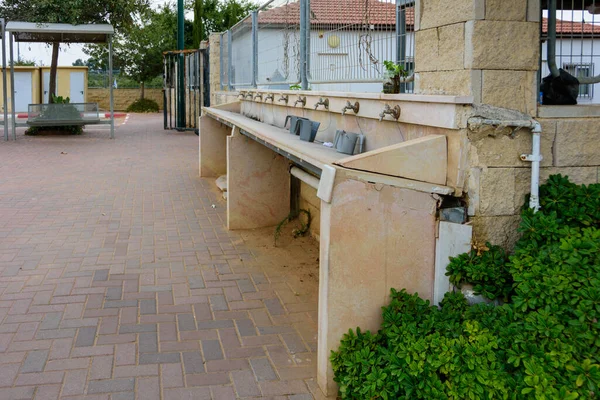 Tel Aviv Oct 2019 Traditional Hand Washing Station Jewish Cemetery — Stock Photo, Image