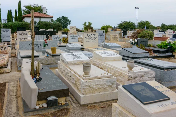 Tel Aviv Ottobre 2019 Lapidi Moderne Cimitero Ebraico Israele Alla — Foto Stock