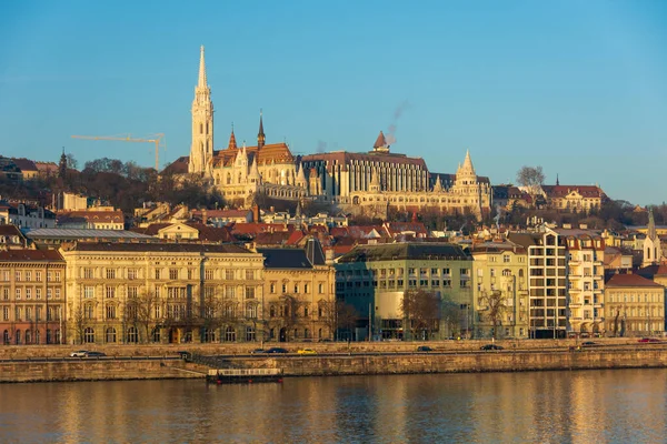 Budapest Dec 2019 Szchenyi Chain Bridge Buda Castle Parliament Building — 图库照片