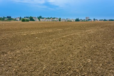 Empty plowed field after the harvest in a Kibbutz in the center of Israel in the Sharon area clipart
