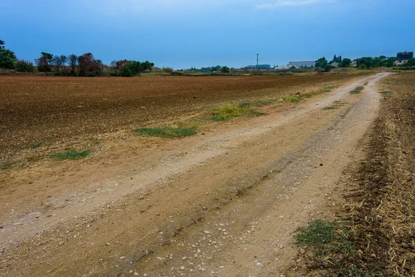 Campo Arato Vuoto Dopo Raccolto Kibbutz Nel Centro Israele Nella — Foto Stock