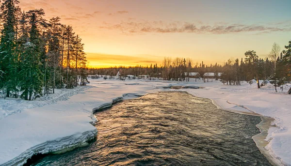 Закат Синего Часа Арктике Финляндия — стоковое фото
