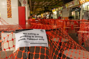 No dining in hawker center in singapore clipart