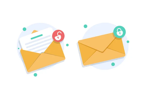 Email Security Concept Secure Email Icon Flat Design Icon Vector — 스톡 벡터