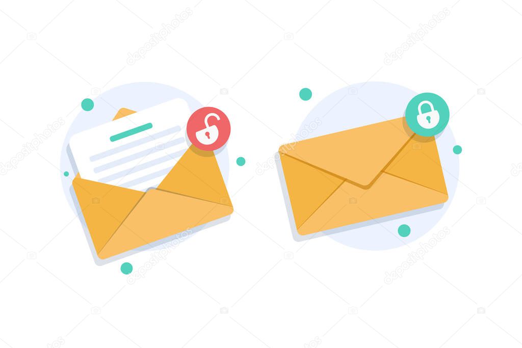 Email security concept,Secure email icon,flat design icon vector illustration