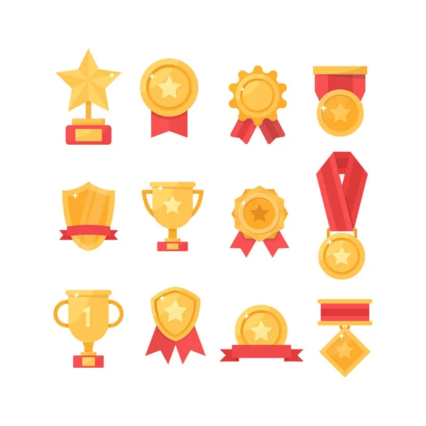 Goldene Pokale Für Sieger Und Andere Sportpokale — Stockvektor