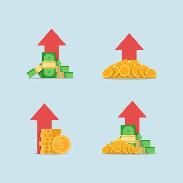 Aumento Los Ingresos Alto Rendimiento Inversión Crecimiento Los Ingresos Tasa — Archivo Imágenes Vectoriales