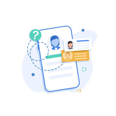 Akıllı telefon ve iletişim, düz tasarım vektör çizimi