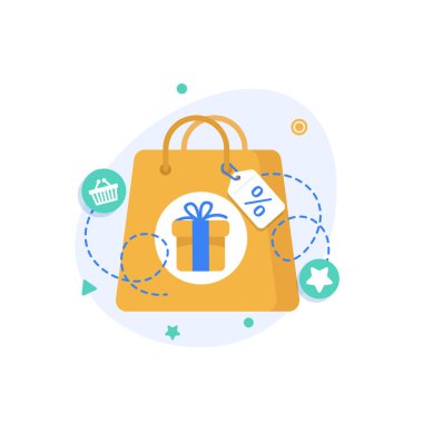 Çevrimiçi alışveriş, e-ticaret konsepti minimal tasarım, düz tasarım vektör illüstrasyonu