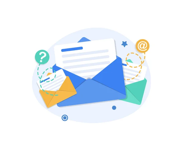 Email Mensagens Campanha Email Marketing Ilustração Vetorial Ícone Design Plano —  Vetores de Stock