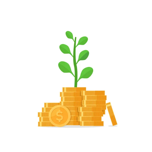 Дерево Росте Монетах Складається Взаємного Фонду Збільшення Доходів Зростання Доходів — стоковий вектор