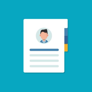 Profil, Belge tasarım konsepti, kullanıcı veya profil düz çizgi film biçimi, düz tasarım vektör illüstrasyonu