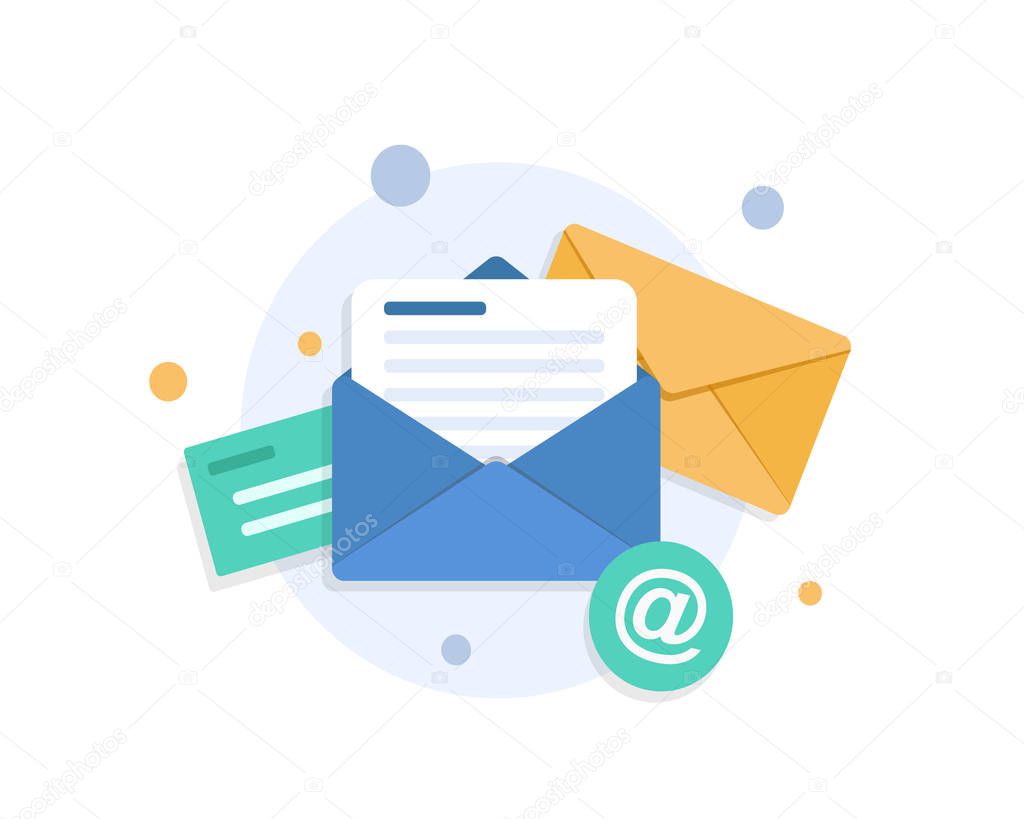 Email and messaging,Email marketing campaign,flat design icon vector illustration