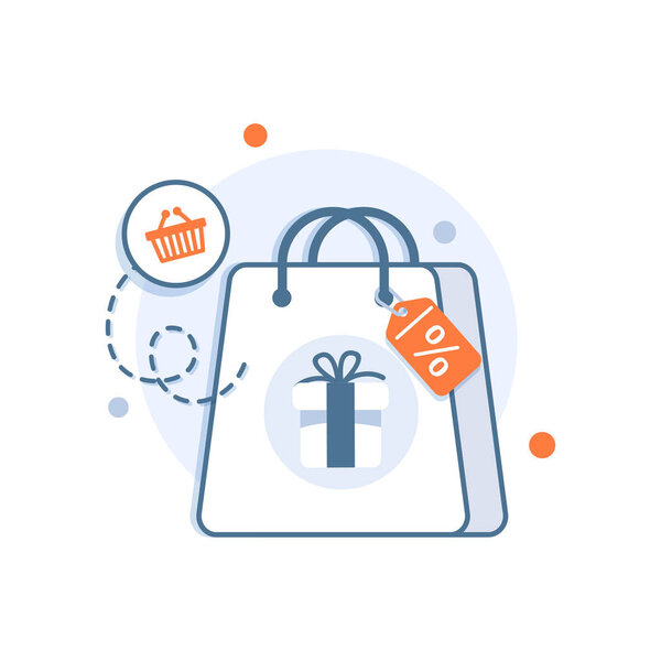 Online shopping, e-commerce concept minimal design,flat design icon vector illustration
